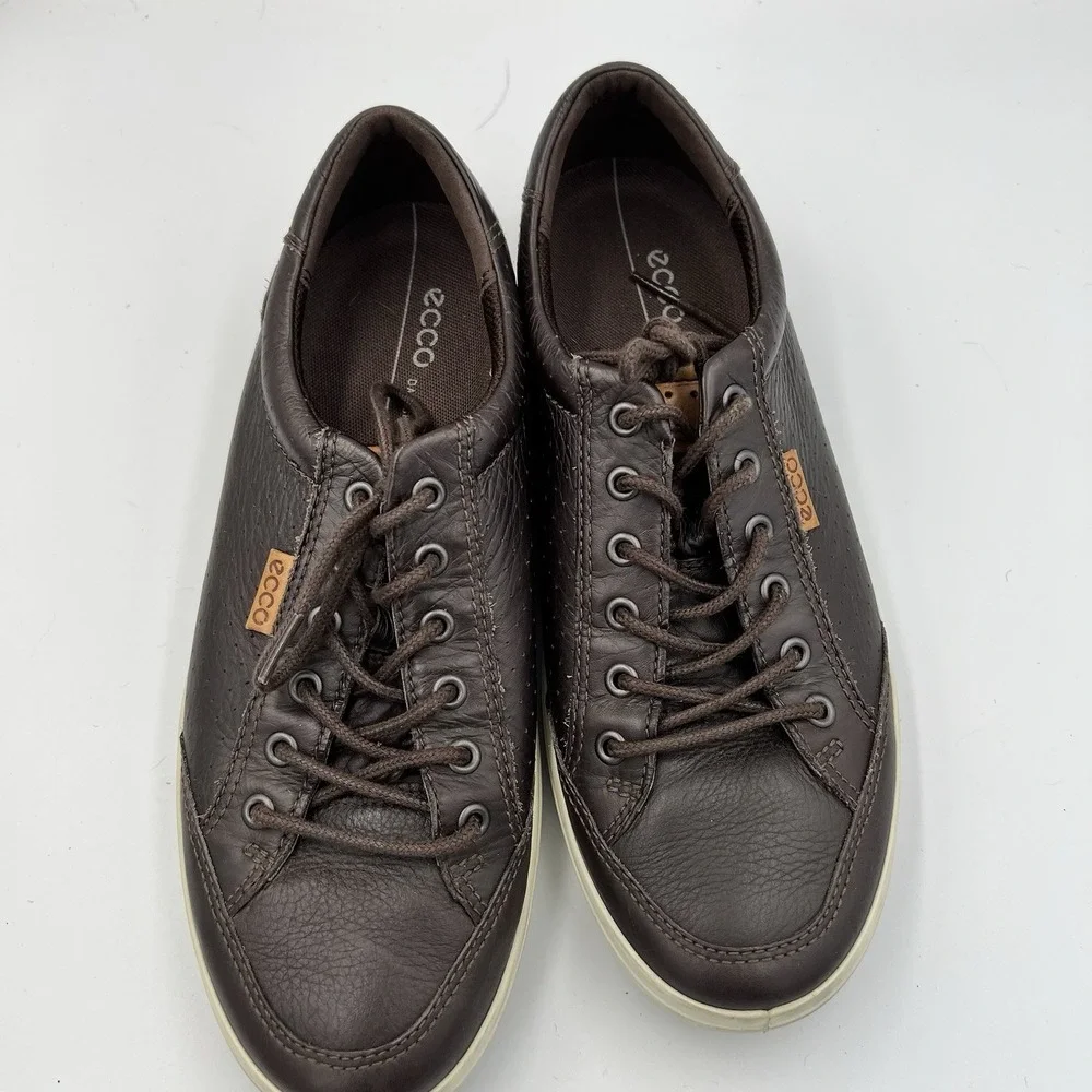 ECCO Soft 7 Sneakers Shoes Dark Brown Everyday Leather Mens‎ Size EU 42 US 8 8.5